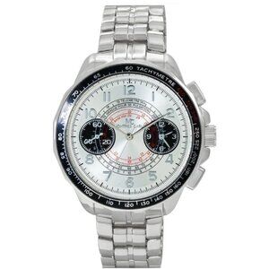 48mm Montres Carlo Men Silver Metal Band Luxury Sport Analog Fashion Dress Watch